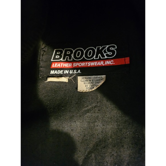 BROOKS Leather Sportswear Black Motorcycle Jacket Zip Out Liner USA Size 32 - Picture 9 of 11